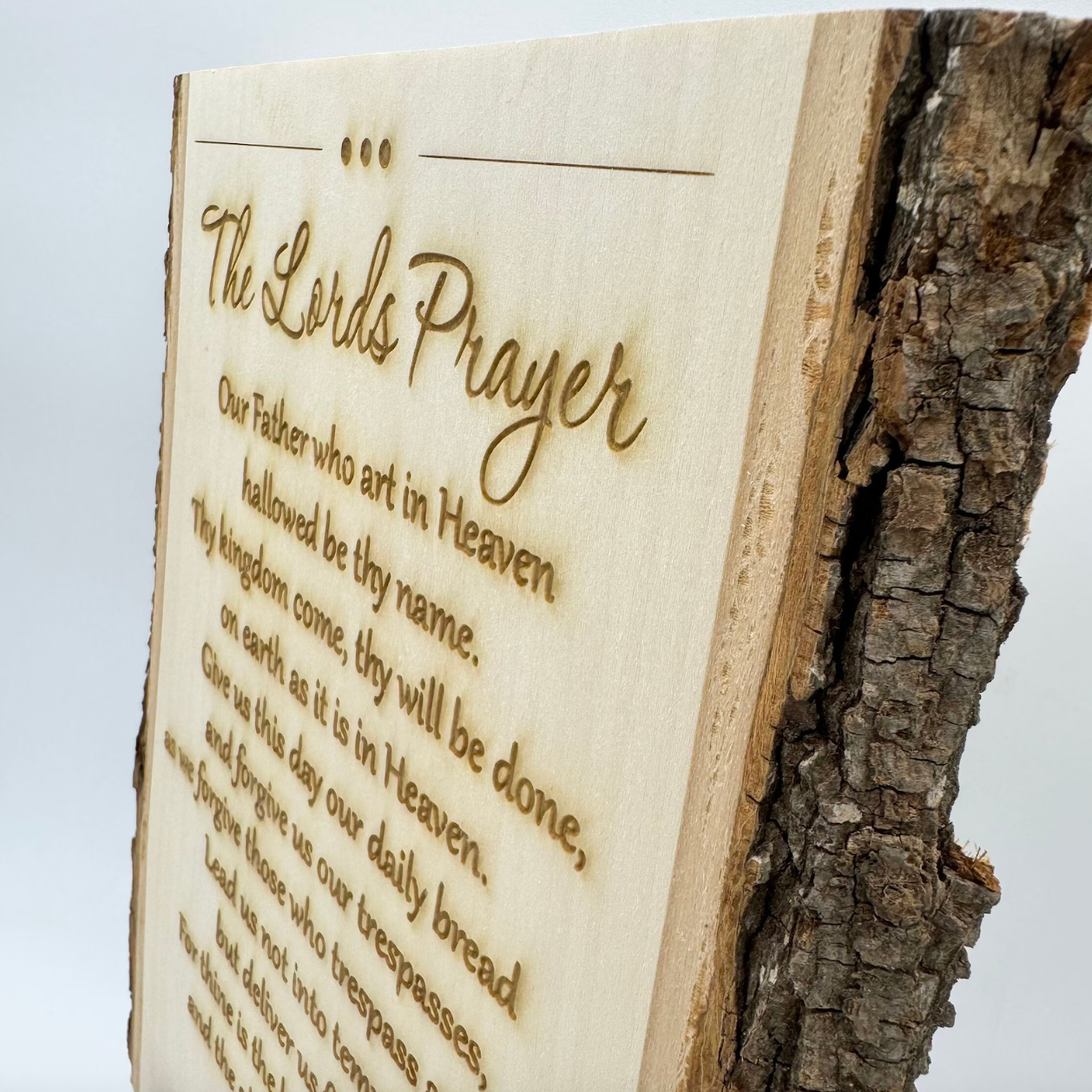 The Lord's Prayer in English, Lord Prayer Engraved, Rustic Home Decor