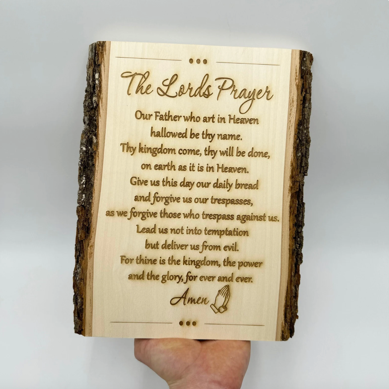 The Lord's Prayer in English, Lord Prayer Engraved, Rustic Home Decor