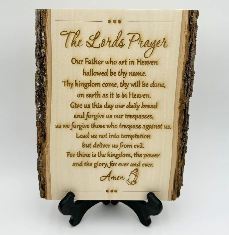 The Lord's Prayer in English, Lord Prayer Engraved, Rustic Home Decor