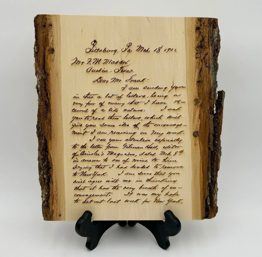 Your Handwritten Letter Engraved on Wood
