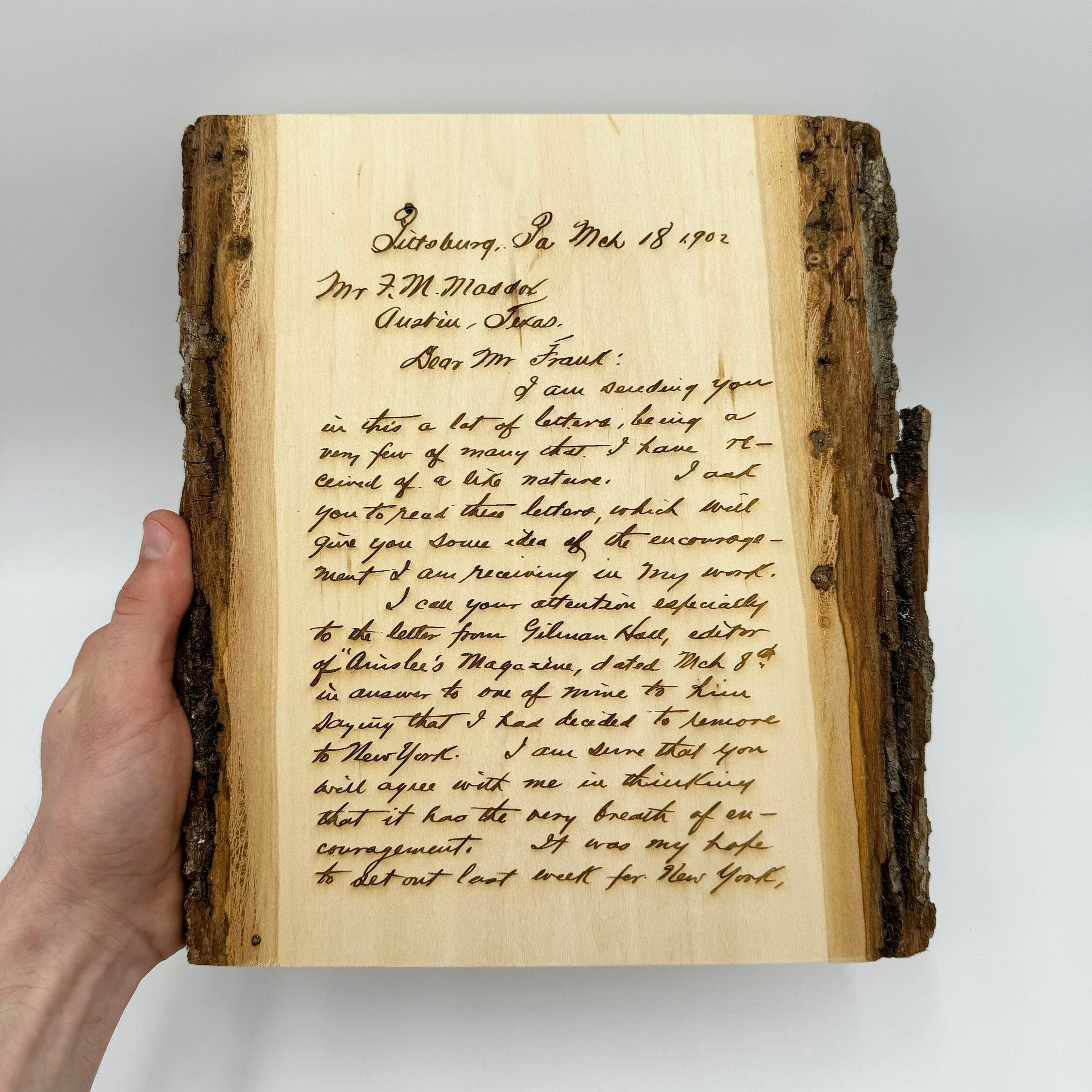 Your Handwritten Letter Personalized Message Custom Engraved Wood Plank Wedding Vows Engraved Letter on Wood Custom Poem Father's Day Gift