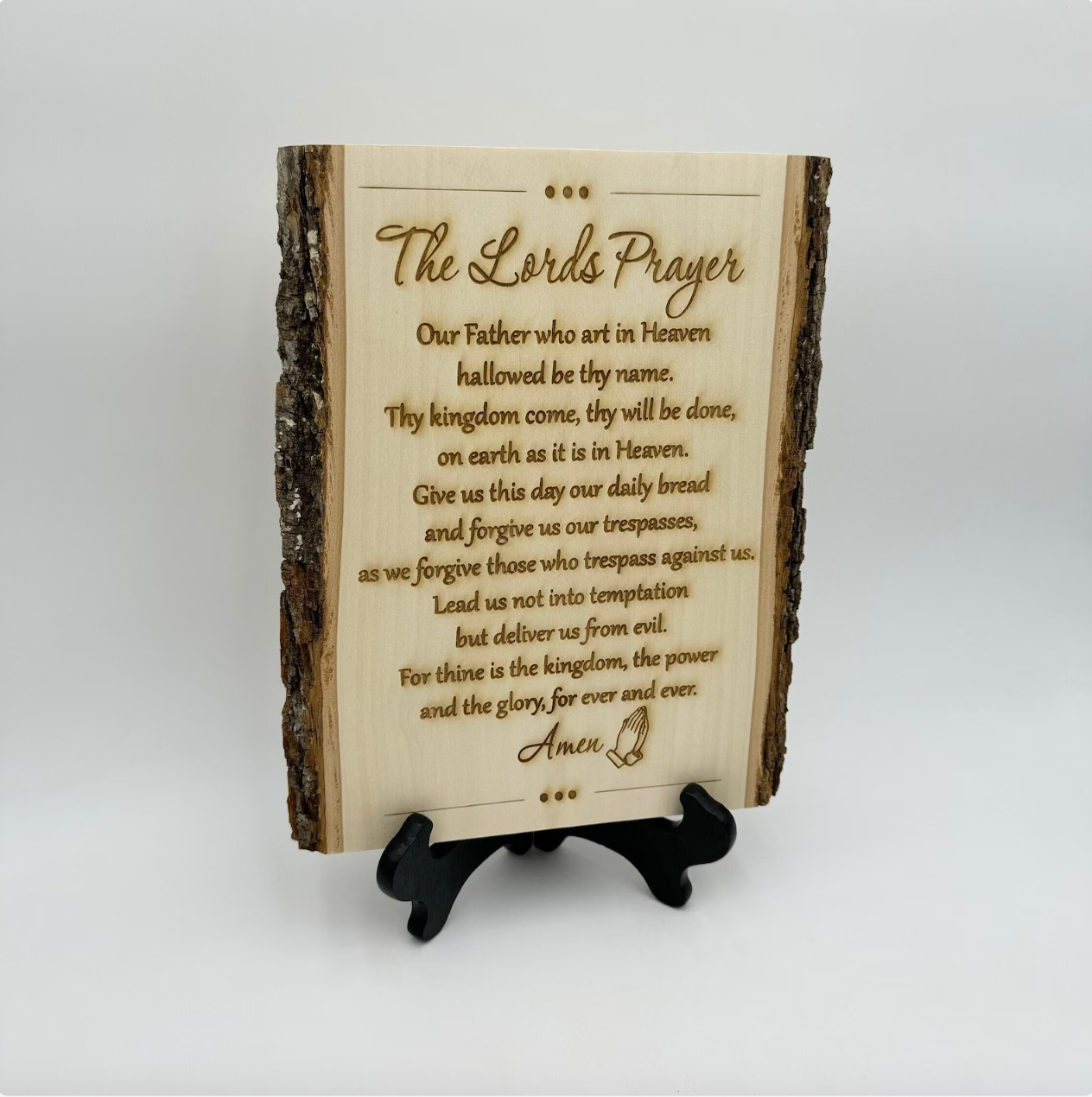 The Lord's Prayer in English, Lord Prayer Engraved, Rustic Home Decor