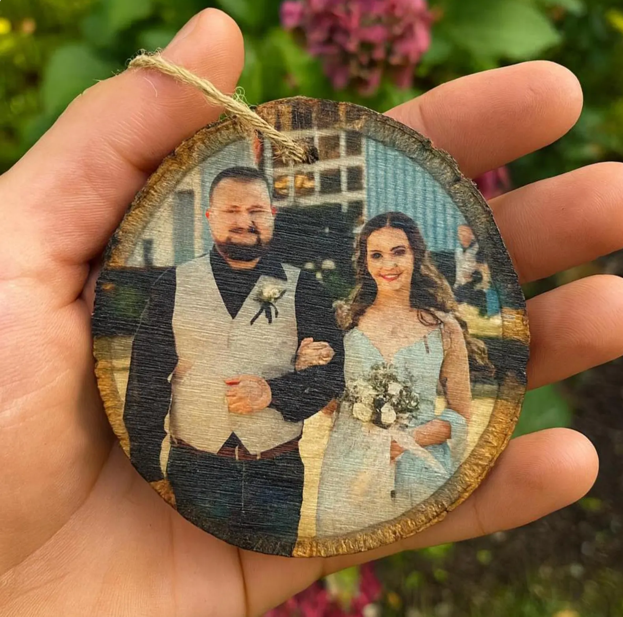 Personalized Wood Photo Ornament (4 pcs)